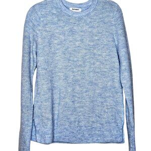 NWT Old Navy Womens Light Blue Sweater S Ribbed Knit Long Sleeve Crewneck Soft A
